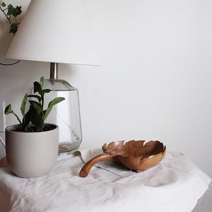 Vintage Boho Carved Wooden Leaf Bowl